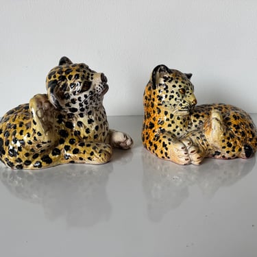 Italian Vintage Tiger Cub Decorative Figurines - A Pair 