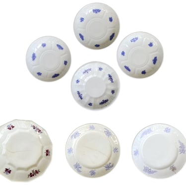 Vintage mismatched blue & white china plate collection, Cottage chic coasters, trinket dishes, French country wall decor hanging plates 