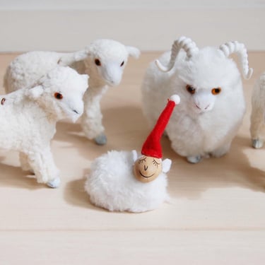 Set of 5 Vintage X'mas Tree Ornaments Sant's Sheep Lamb 