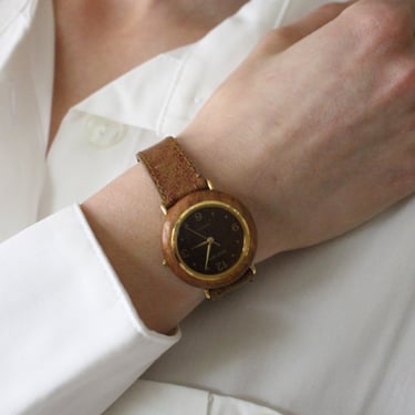 Vintage Chestnut Pebbled Leather Watch