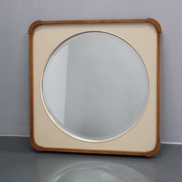 1970s Italian Mirror with Wooden Frame/ Vintage Mirror / Plastic / Mid-century / 