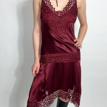 Burgundy Silk Satin Cocktail Dress
