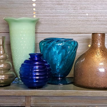Modern Boho Color Glass Vase Bottle Set Decor Glassware 