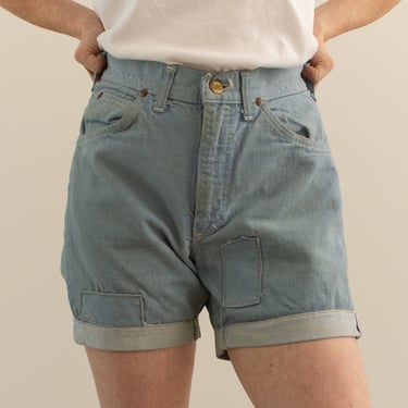 Vintage 30 Waist Lee Light Wash Denim Shorts | High Waist jean cut offs | 