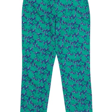 Lilly Pulitzer - Green &amp; Navy Zebra Print Tapered Trousers Sz 4