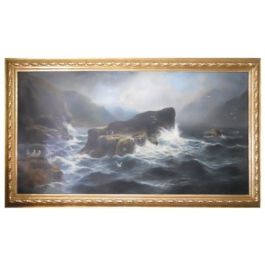 Astonishing Daniel Sherrin 19th Century Oil Painting of a Seascape