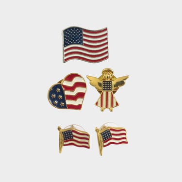 Enamel American Flag Jewelry, Retro 4th of July Pins Lot, Independence Day Accessories, READ description 