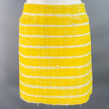 MARC JACOBS Size 2 Yellow White Boucle Stripe Two Pockets Mini Skirt