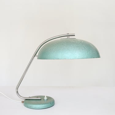 Round Vintage Turquoise Dome Gooseneck Bauhaus Desk Lamp Table Accent Work Reading Industrial Loft Studio Home Office Aquamarine Retro Task 