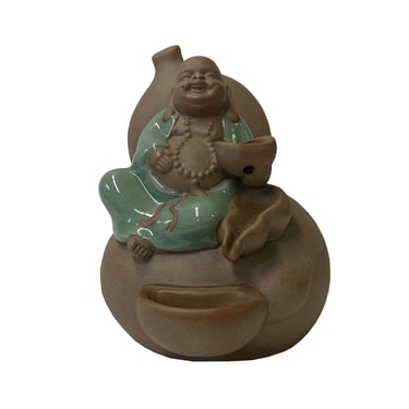 Chinese Oriental Ceramic Happy Buddha on a Gourd Figure ws2581E 
