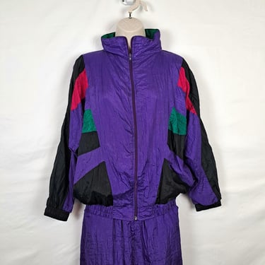 Vintage 80s / 90s Granny Windbreaker Track Suit 