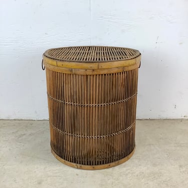 Vintage Pencil Reed Basket With lid 