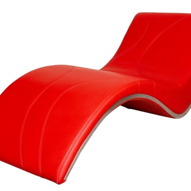 Contemporary Red Vinyl Covered Chaise Longue