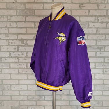 Starter Football Jacket Minnesota Vikings Jacket NFL Jacket Purple Sports Zip Up Large 