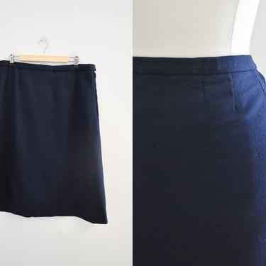 1990s Pendleton Navy Wool Pencil Skirt 