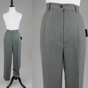 90s Heather Gray Pants - 31" 32" waist - Deadstock New w/ Tags - Pleated High Waist - Sag Harbor - Vintage 1990s Trousers - L - 30.5" inseam 