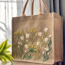 QF Daisy Garden Jute Bag