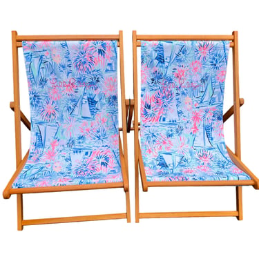 Great pair of Lilly Pulitzer folding beach chairs 