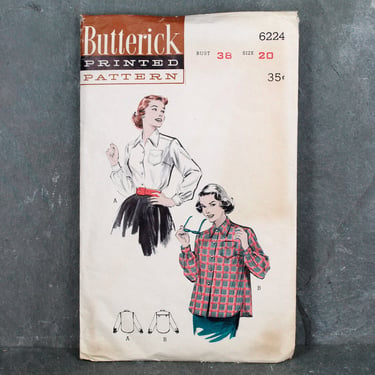 Butterick #6224 Blouse Pattern | Circa 1950s | Size 20, Bust 38