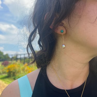Turquoise studs and Pink Pearl Drops 