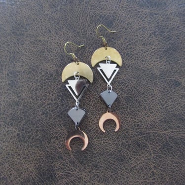 Modern mixed metal dangle earrings 