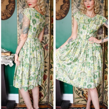 1950s Dress // Kaleidoscope Kay Whitney Cotton Dress // vintage 50s dress 