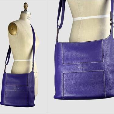 Hold for LC HERMES Good News Sac | Vintage Y2K 2000's Purple Clemence Leather Messenger Shoulder Crossbody Bag, Luxury Hermès Designer Purse 