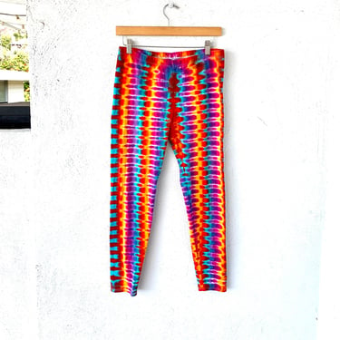 Vintage 90s Y2k Rainbow Tie Dye Hippie Leggings 