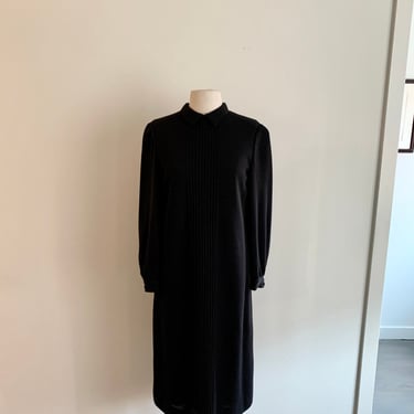 Lovey classic wool knit Adele Simpson collared dress with pintuck pleats-size M 
