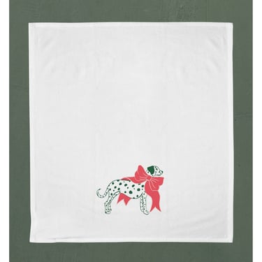 Dalmatian with A Bow Cotton Flour Sack Tea Towel