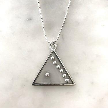 Art Deco Inspired Triangle Swarovski Pearl Necklace | Minimalist Necklace | Sterling Silver Plated Brass | Resin | Triangle | OOAK 