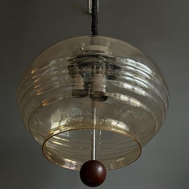 Large Mid Century Opalin Glass pendant / 70's  lamp / Vintage Space Age ceiling lamp / Vintage  ceiling / Smoking glass / h 70cm w 45cm 