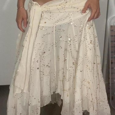 Vintage Y2K fairy skirt / vintage low rise silk skirt / vintage beaded skirt / vintage beaded skirt 