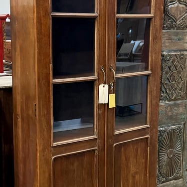 Vintage tall colonial vitrine cabinet by Terra Nova Furniture Los Angeles 