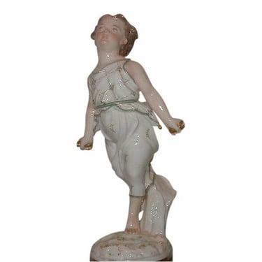 Unusual Antique French Old Paris Porcelain Figure of a Beautiful Girl 