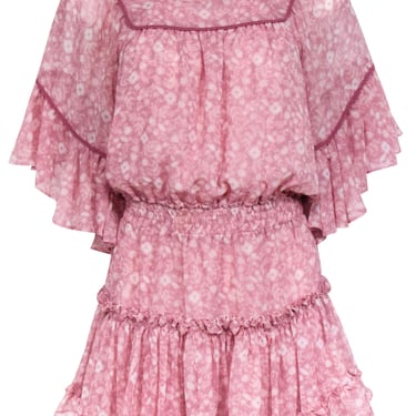 MISA Los Angeles - Dusty Pink Floral Smocked Waist Dress Sz XS