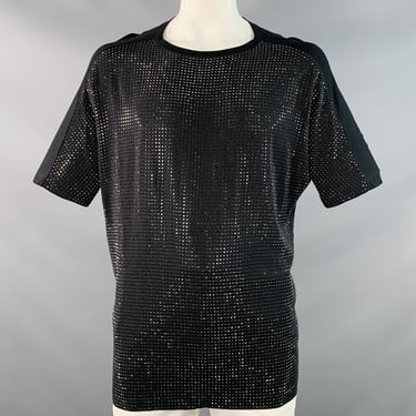 GUCCI Size L Black Studded Silk Dolman Sleeves Crew Neck T-shirt