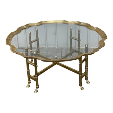 La Barge Style Hoof Foot Brass Regency Coffee Table 