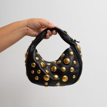 Danielle Bernard - Black Bubble Stud Croissant Bag