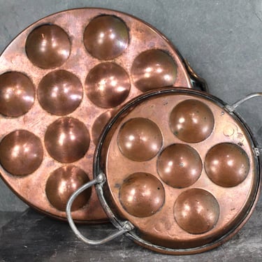 Vintage Copper Escargot Aebleskiver Pan | Baked Eggs | Vintage Kitchen Decor | Listing for One Copper Pan | Two Sizes Available 