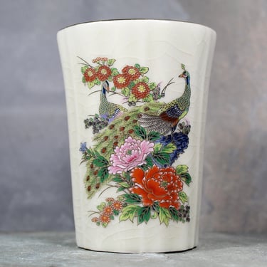 Vintage Peacock Vase | Vintage Japanese Porcelain Peacock Vase | Bixley Shop 