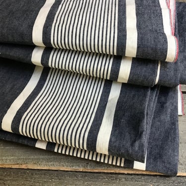 French Stripe Ticking, Dark Indigo Blue, Metis, Upholstery Sewing Projects, French Fabric Textiles 