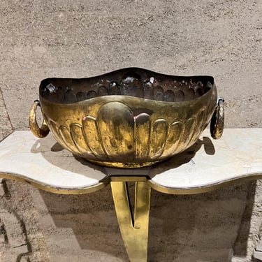 1950s Egidio Casagrande Hammered Brass Centerpiece Bowl Italy 