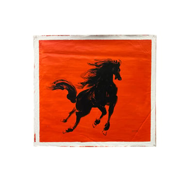 Oil Paint Canvas Art Black Artistic Racing Horse Wall Decor Painting ws3425E 