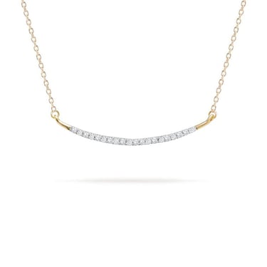 Large Pavé Curve Necklace - 14K Yellow Gold