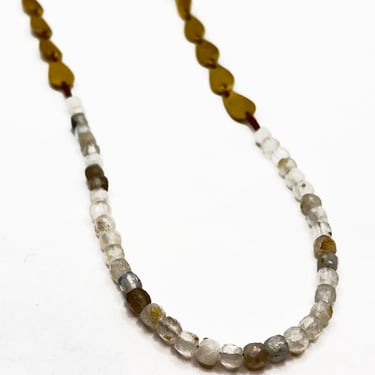 Brass Handmade Chain Necklace with Moonstone Beads
