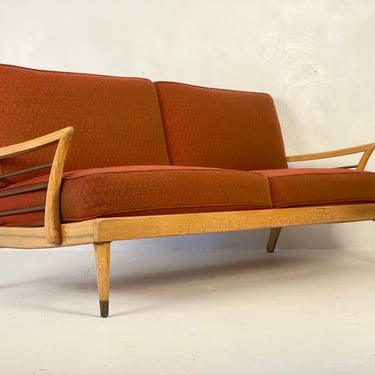 Mid Century Modern Wood Sofa by FOX MANUFACTURING COMPANY, Circa 1950s - *Please ask for a shipping quote before you buy. 