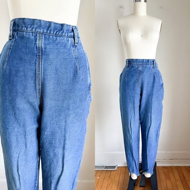 Vintage 1980s High Rise Side Zip Stirrup Jeans / 28