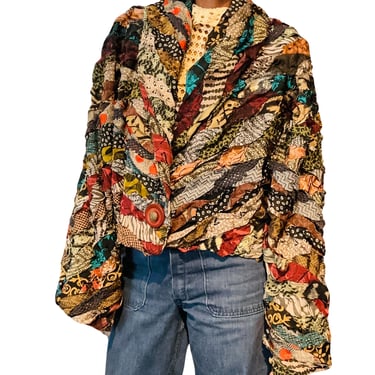 Vintage Multicolor Earthtone Cropped Ribbon Jacket