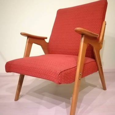 Mid Century Lounge Cocktail Armchair /Meblo/Vintage Red Armchair / Yugoslavia 60s 